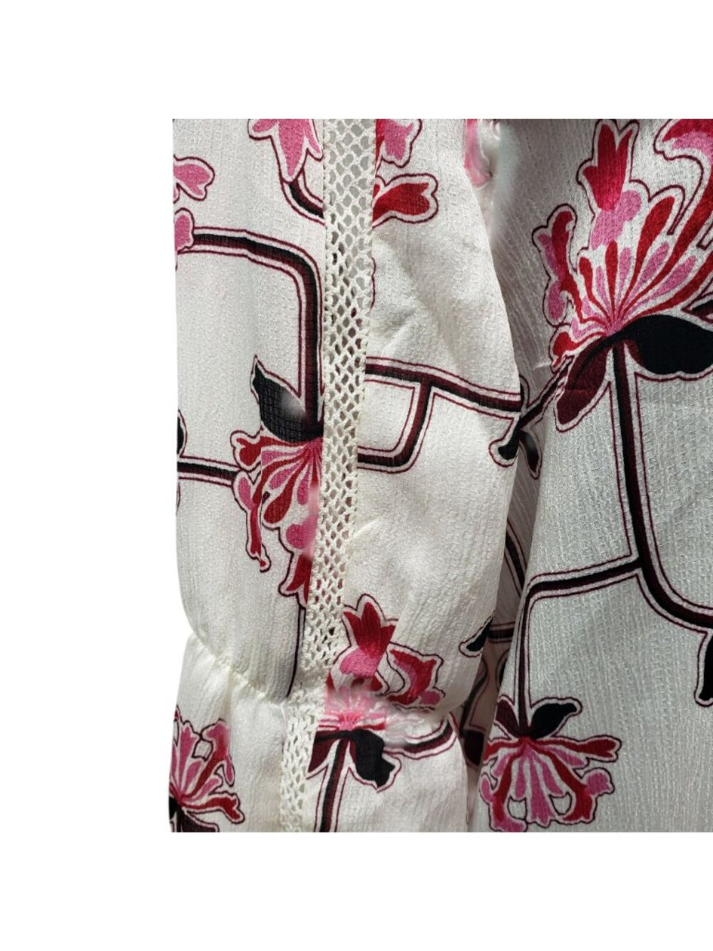 NEW Ann Taylor White Pink Floral Round Neck Boho Blouse Office Pretty Modest - Picture 5 of 13